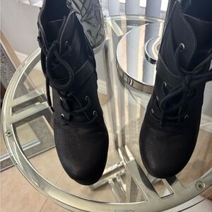 Material Girl Charcoal Lace-Up Boots